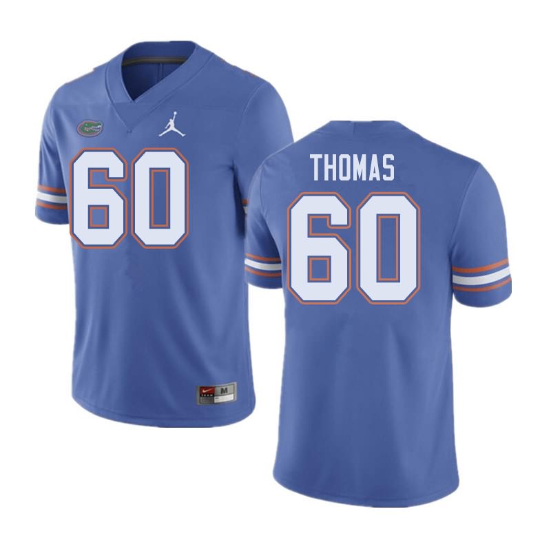 Men's NCAA Florida Gators Da'Quan Thomas #60 Stitched Authentic Jordan Brand Blue College Football Jersey PRE6465RL